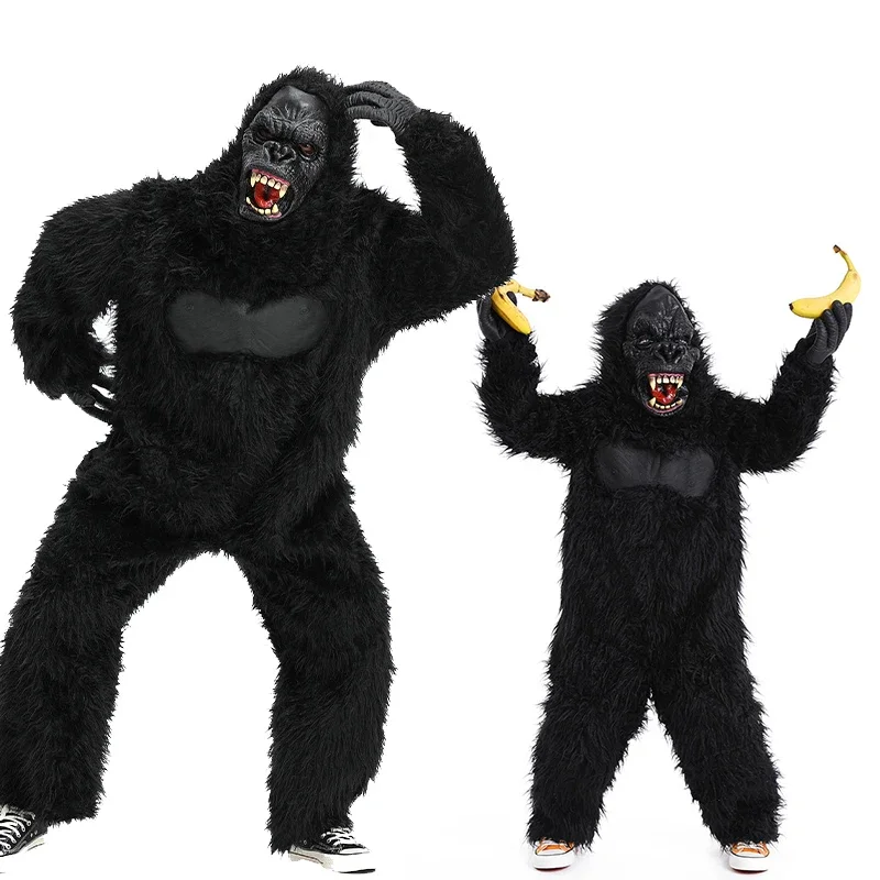 

New Arrival Boy Chimpanzee Costume Mens Premium Black Gorilla Jungle Fancy Dress Up For Halloween