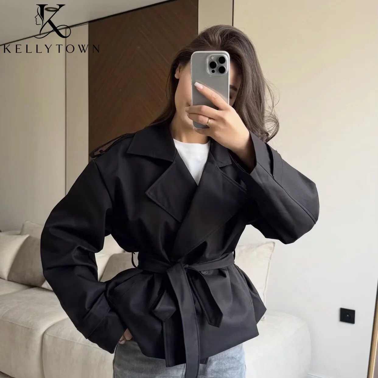 2026 Autumn New Adjustable Waist Trench Coat Women Double-Breasted British Label Wind Trench Chic Basic Button Wrap Coat Outwear