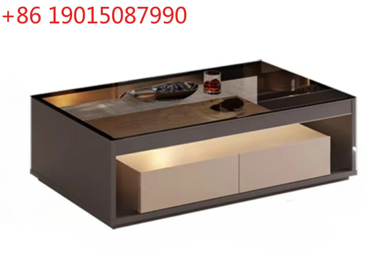 

Итальянский минималистичный стеклянный журнальный столик для гостиной, бытовой прямоугольный чайный столик, светильник, роскошный дизайнер