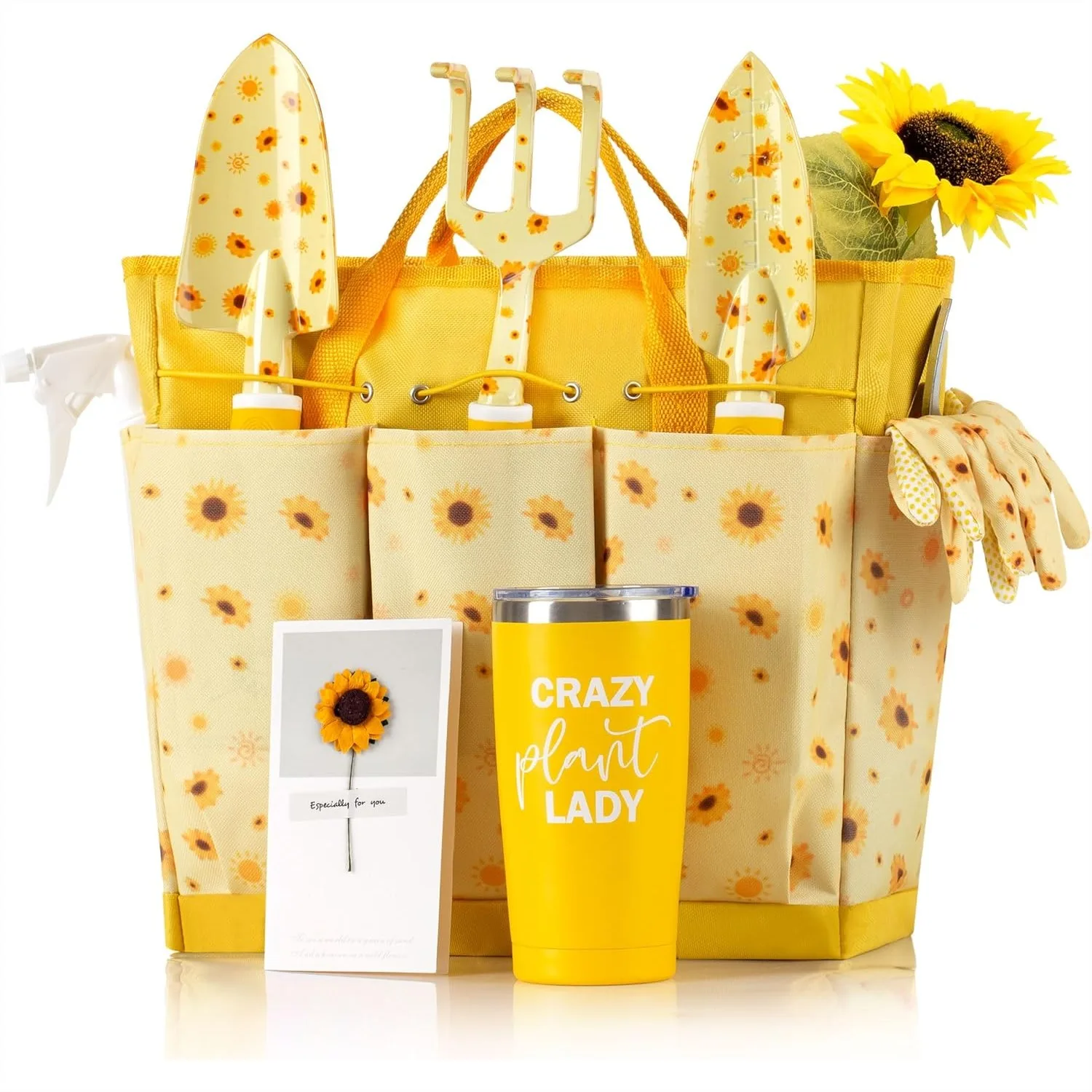 

Sunflower Gardening Tool Set for Women, Heavy Duty Hand Tools with Bag and Tumbler, Garden Gifts