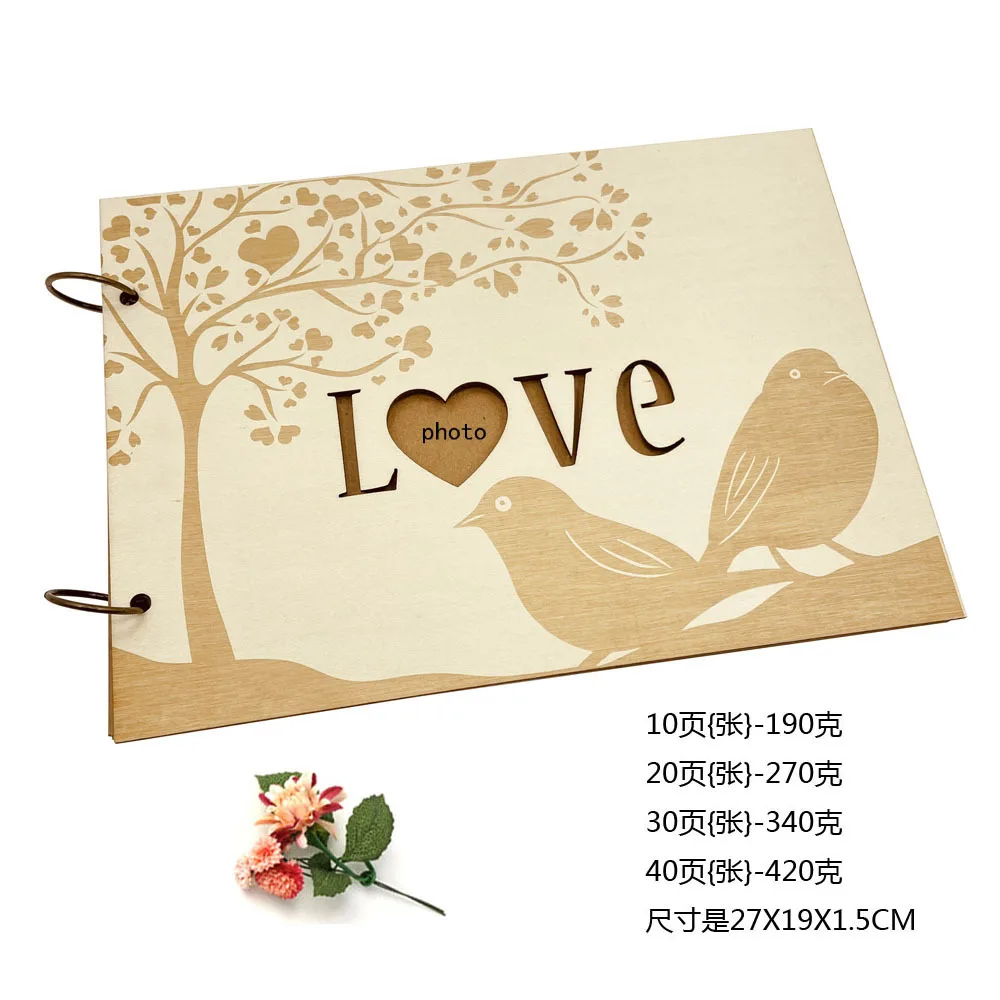 10/20/30/40 Pages Wedding Guest Book Wedding Signs Wood Wedding Signature Guest Book DIY Photo Album Party Decoration