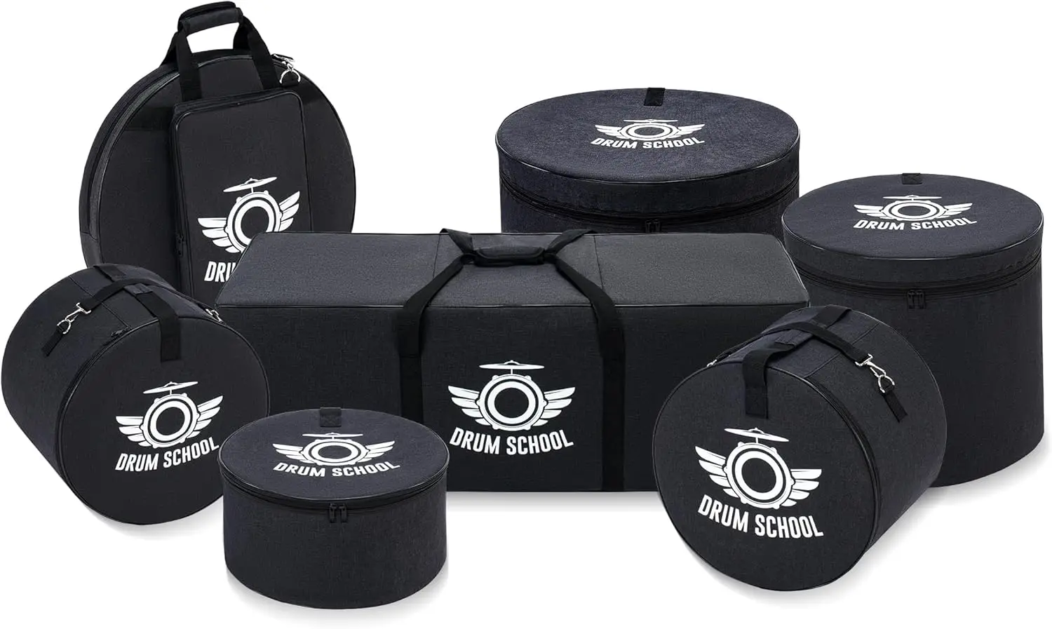 

7-Piece Drum Bag Set for 12" 13" 14" 16" 22" Drums & Hardware, Heavy Duty