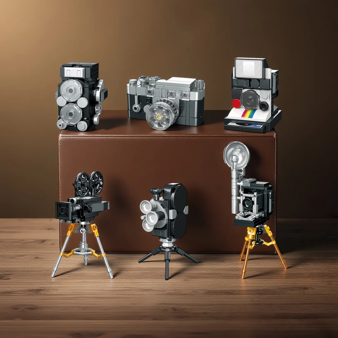 3D Vintage Mini Camera Building Blocks Toy–DIY Educational Puzzle Gift for Kids/Adult,Micro Photography Prop Decor,Home Ornament