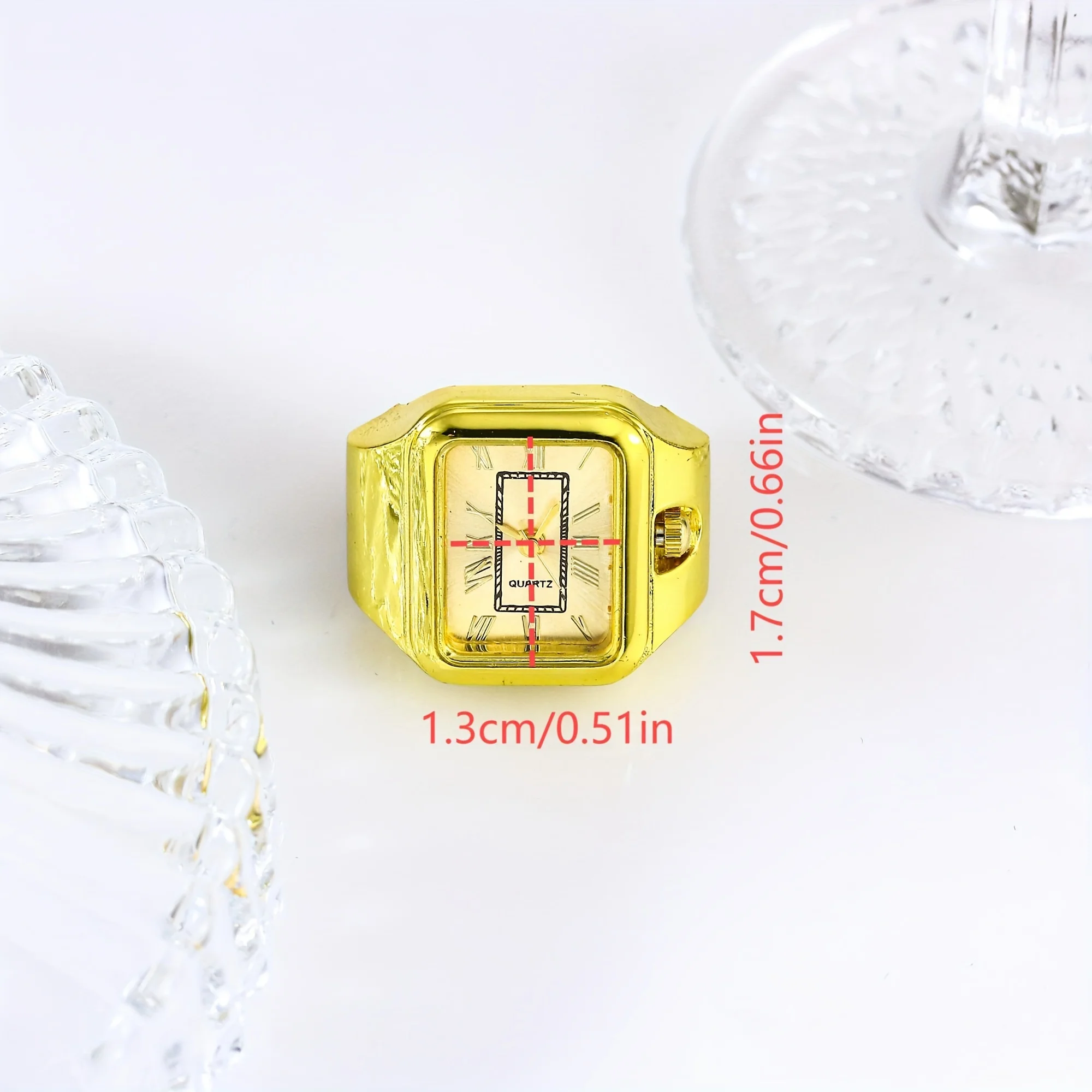 Square ring watch, minimalist finger watch, quartz watch, couple watch, creative ring watch view 4