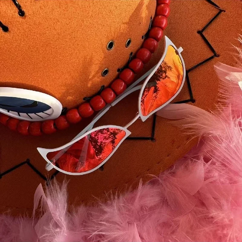 

Аниме цельные солнцезащитные очки Doflamingo, крутые аксессуары для косплея для мальчиков, декоративные очки, чехол для очков, подарок для мальчиков