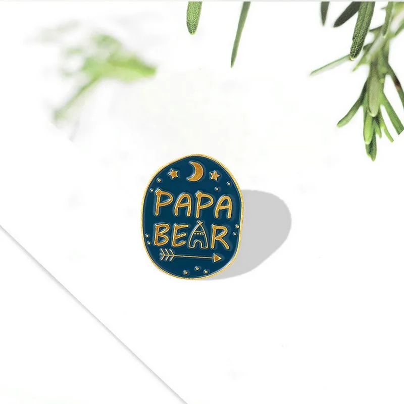 Enamel Pins Custom Mother Father Brooches Lapel Badge Bag Cartoon Animals Jewelry Birthday Gift for Family Mama Papa Bear