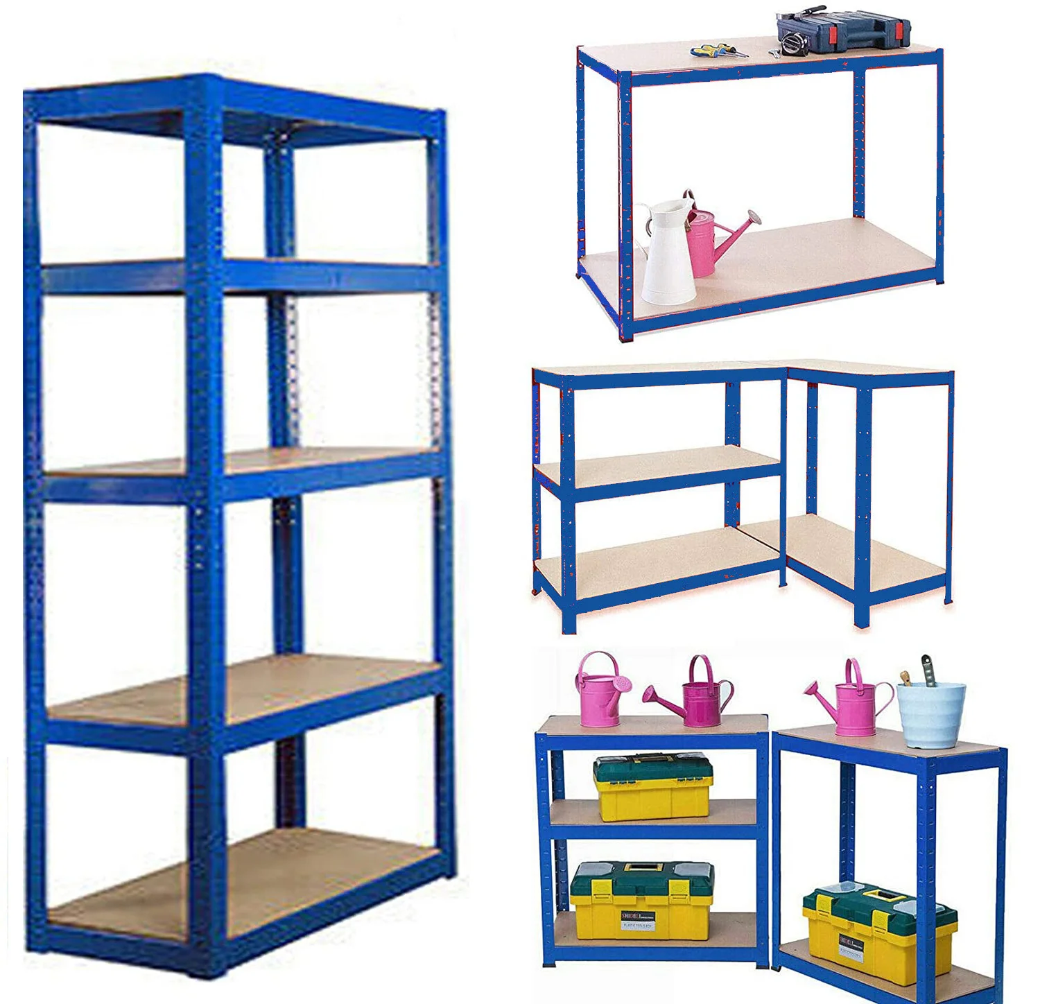 5-poziomowe półki garażowe Metel, wytrzymałe półki stojące do biura warsztatu magazynowego, pojemność 875 kg, 200x100x50 cm