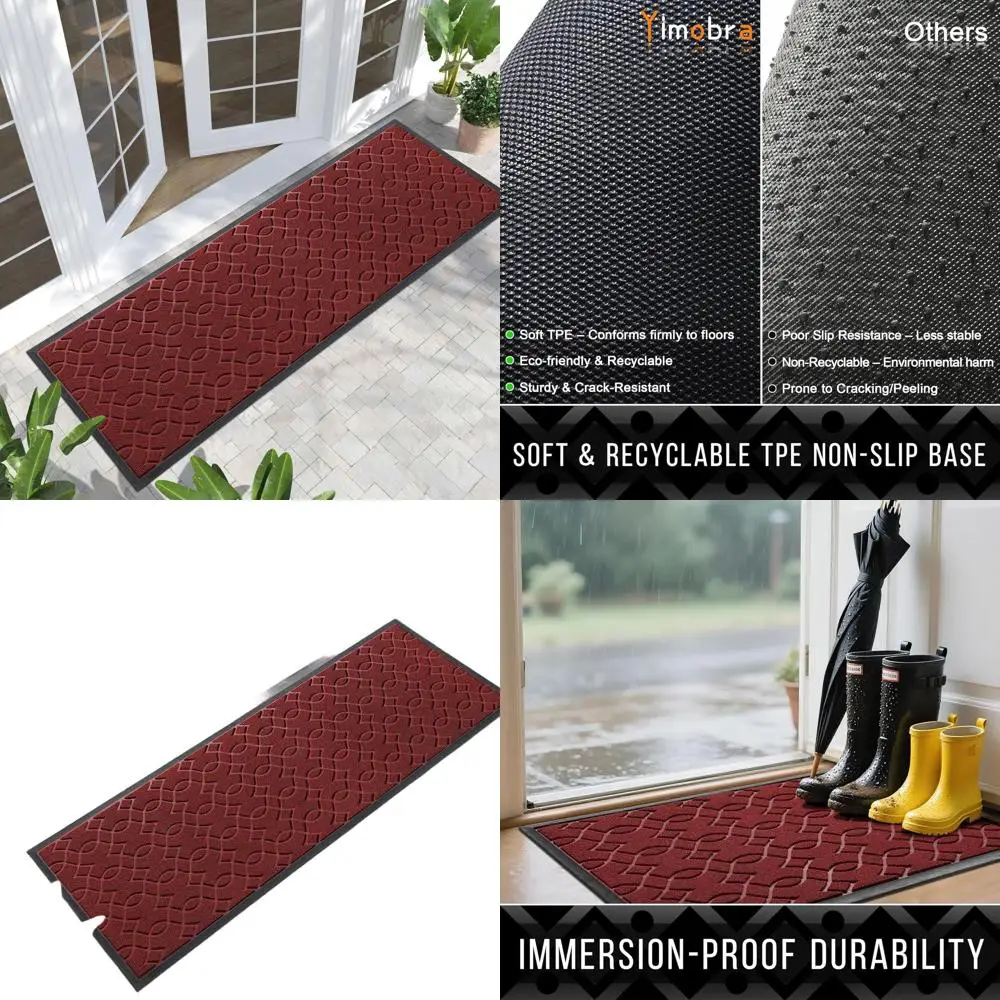 

All-Season Waterproof Outdoor Runner Mat, 72x24, Heavy Duty Non-Slip, Easy Clean, Red