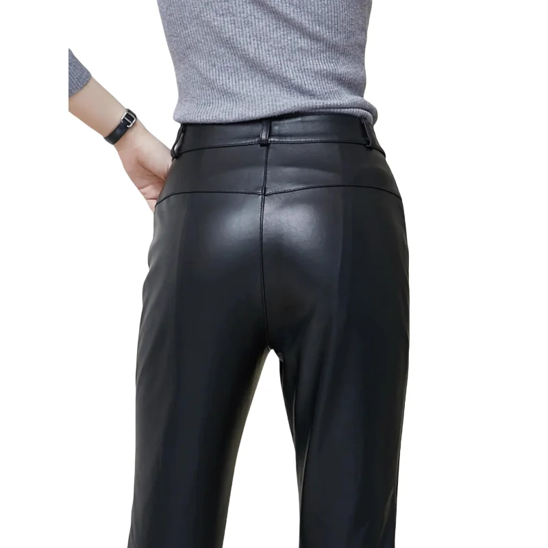 

Women's Leather Pants, High Waist, Genuine Sheepskin, Pencil Pants, Slim, Casual Leather Pants, Autumn and Winter