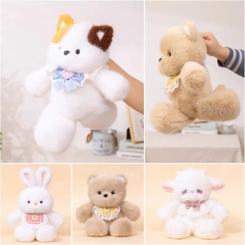 

Kawaii бегущий медведь, плюшевые игрушки, мультяшный кролик, 45 см, мягкая игрушка с нагрудником, мягкая кукла для детей