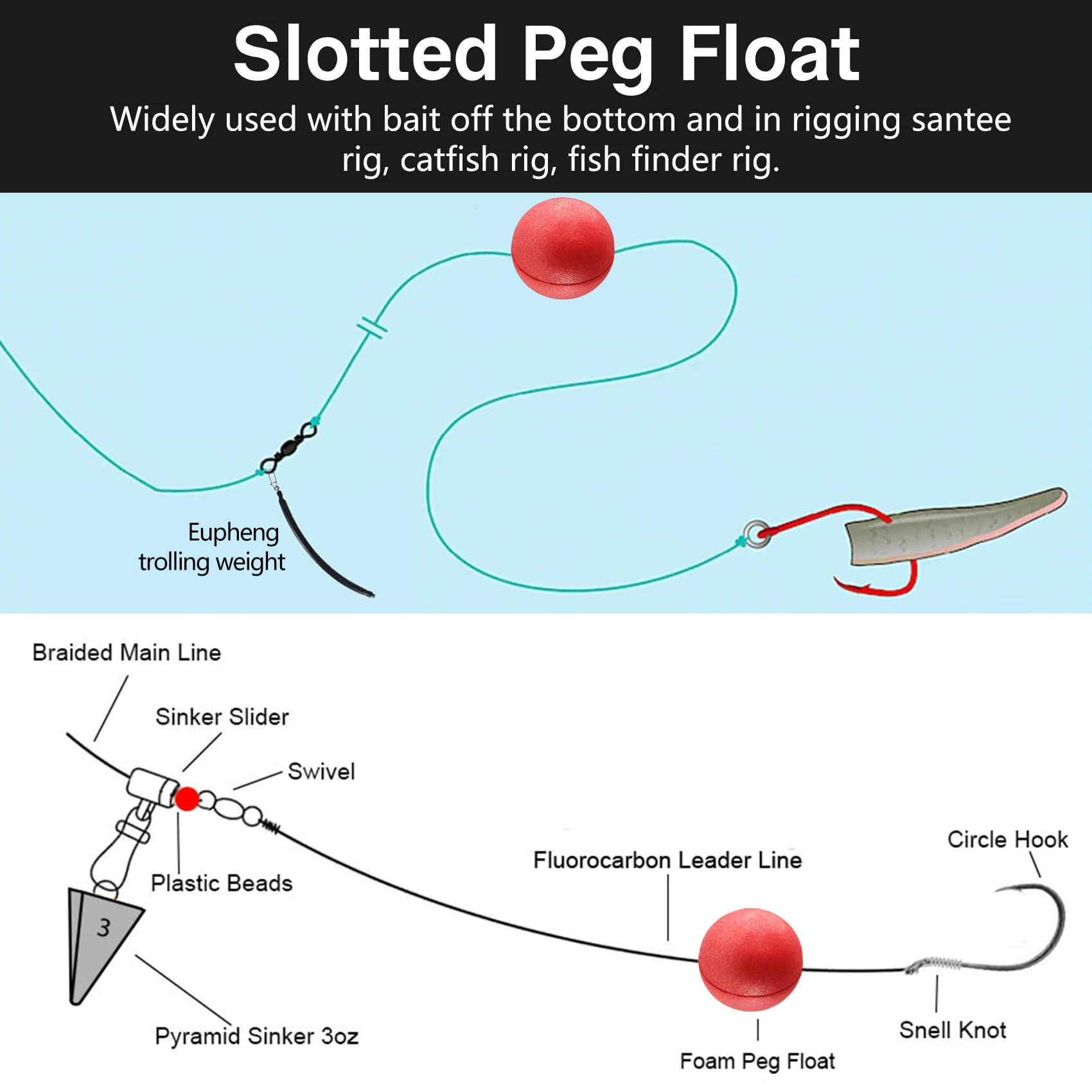 Aventik 12ps عوامة متينة وخفيفة الوزن مشقوقة عالية الوضوح عوامة صيد مستديرة للمياه العذبة والمياه المالحة
