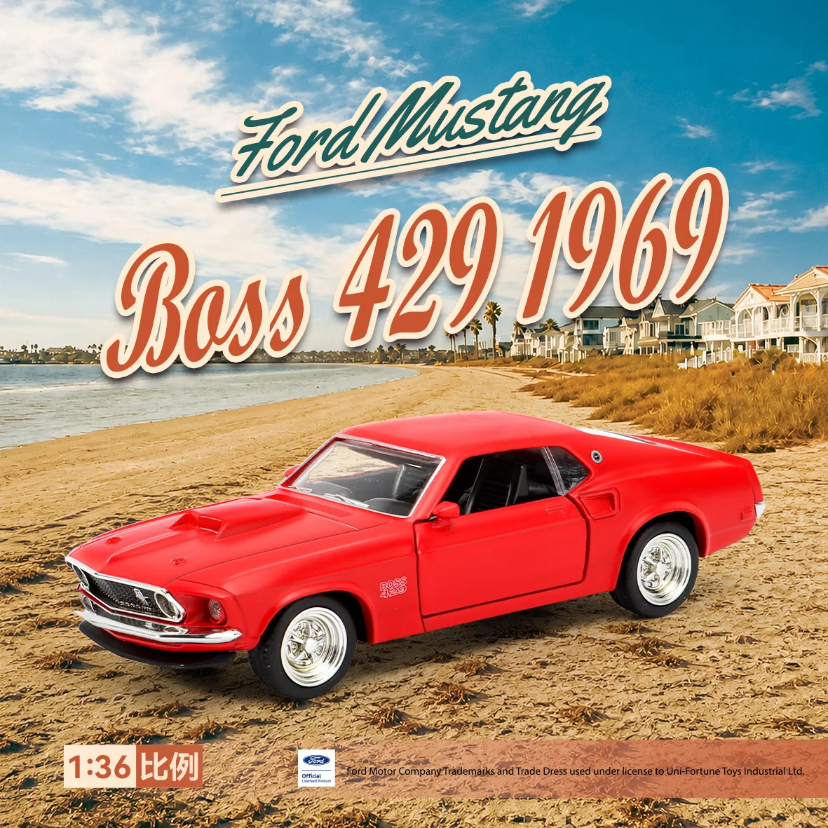 1:36 Mustang Boss 429 1969 Alloy Sports Car Model Diecast & Toy Vehicles Metal Car Model Simulation Collection Toy Gift