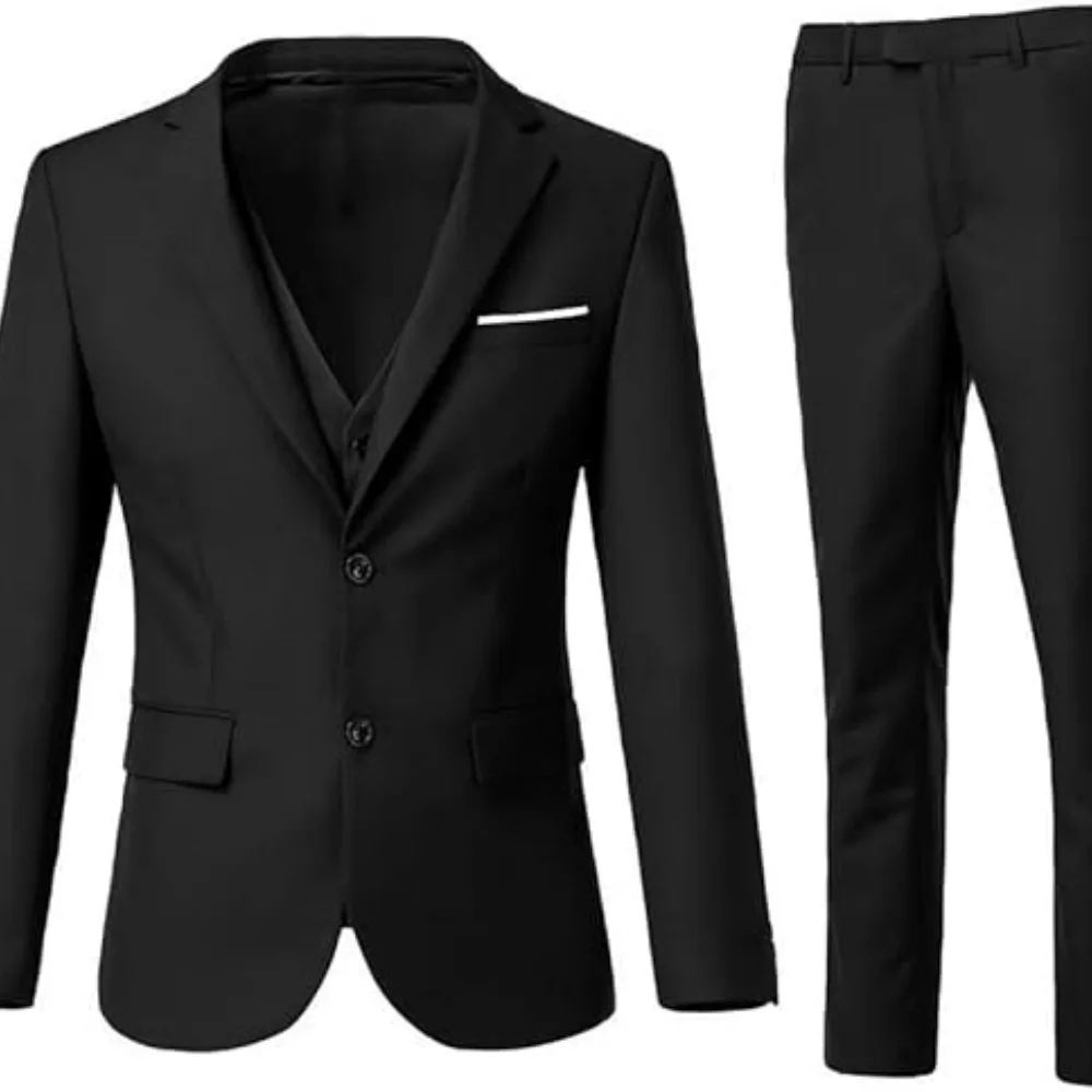 

3-piece men's slim fit suit set, single button jacket, pants, tailcoat set, suitable for weddings and parties