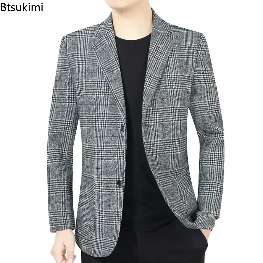 2024 Men\'s Fashion Blazer Jacket Suit England Style Plaid Business Causal Suits Men Clothing Conjuntos De Blazer Jacket Coat 4XL