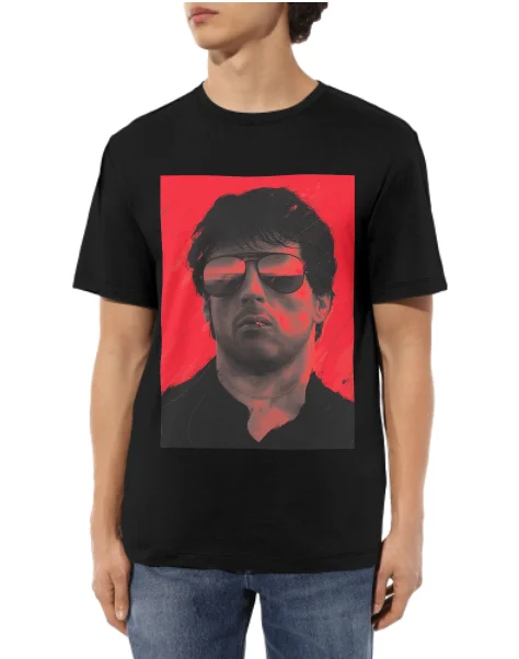 2025 الصيف سيلفستر ستالون الجرافيك طباعة الرجال تي شيرتات قصيرة الاكمام القطن الخالص تي شيرت Y2k Harajuku نمط ملابس علوية مريحة #1