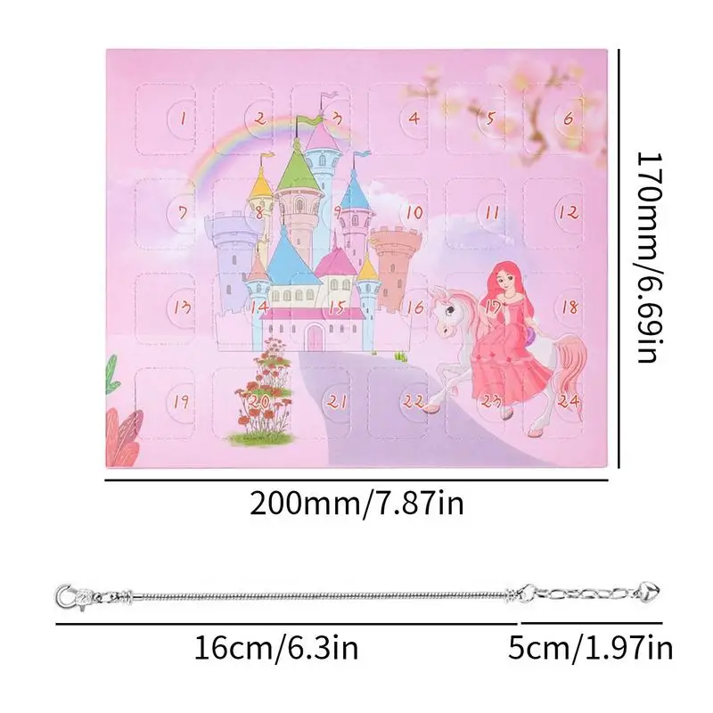 Weihnachten Advent Kalender Kinder Schmuck Machen Kit Weihnachten Rosa Fantasie Countdown-Kalender Armband Geschenk Für Mädchen Kid