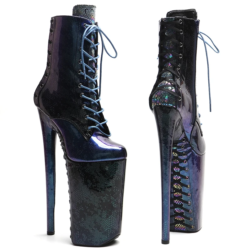Leecabe 26CM/10inches Snake PU Upper Gradient color sexy exotic High Heel platform party shoes stripper heel Pole Dance boot