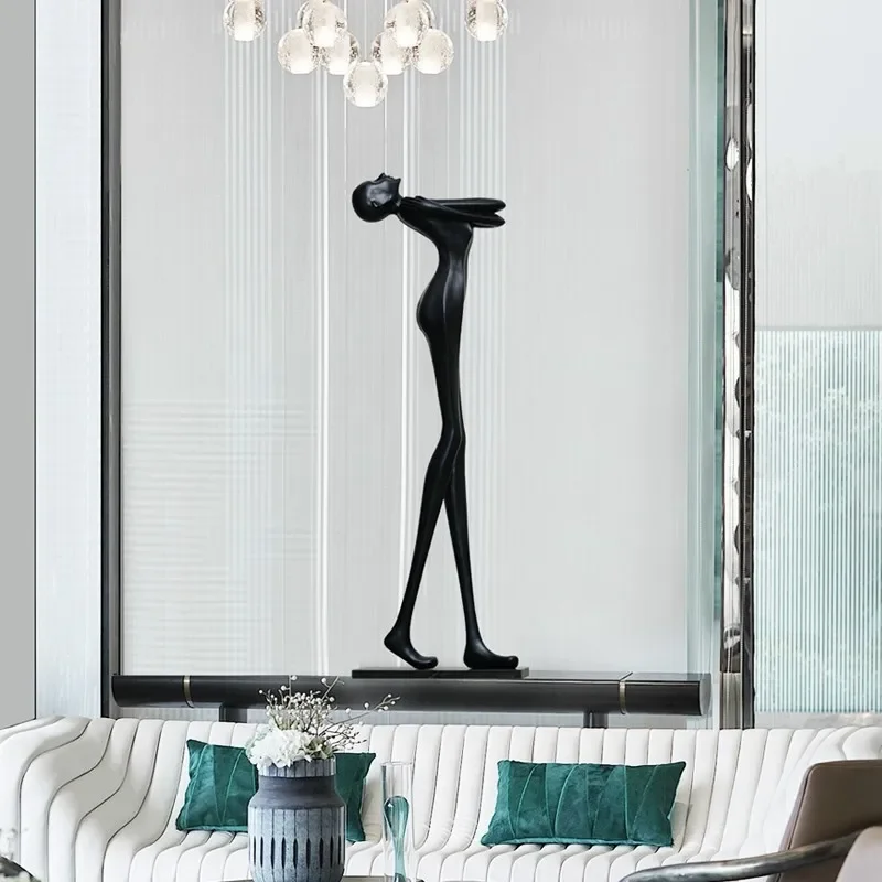 Welcome figure sculpture hotel lobby sales department window creative decoration floor-to-ceiling ornament