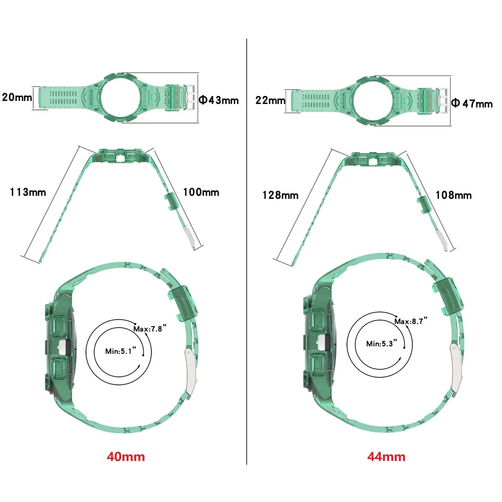 Przezroczysty pasek + etui do Samsung Galaxy Watch 6 5 4 Watch4 40 mm 44 mm Watch5 Watch6 Miękka bransoletka Akcesoria Paski do zegarków