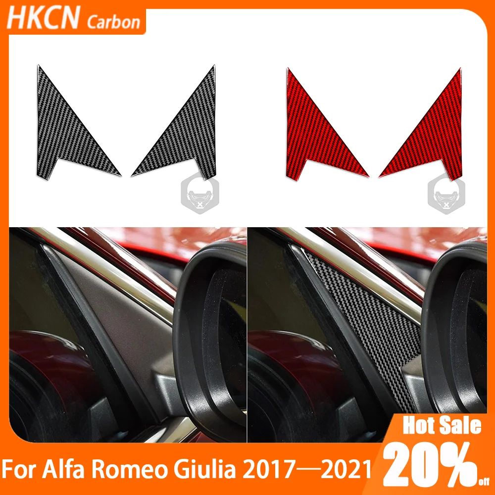 Carbon Fiber Door Post Outer A-pillar Panel Car Accessories Exterior Cover Trim Modified Sticker For Alfa Romeo Giulia 2017—2021