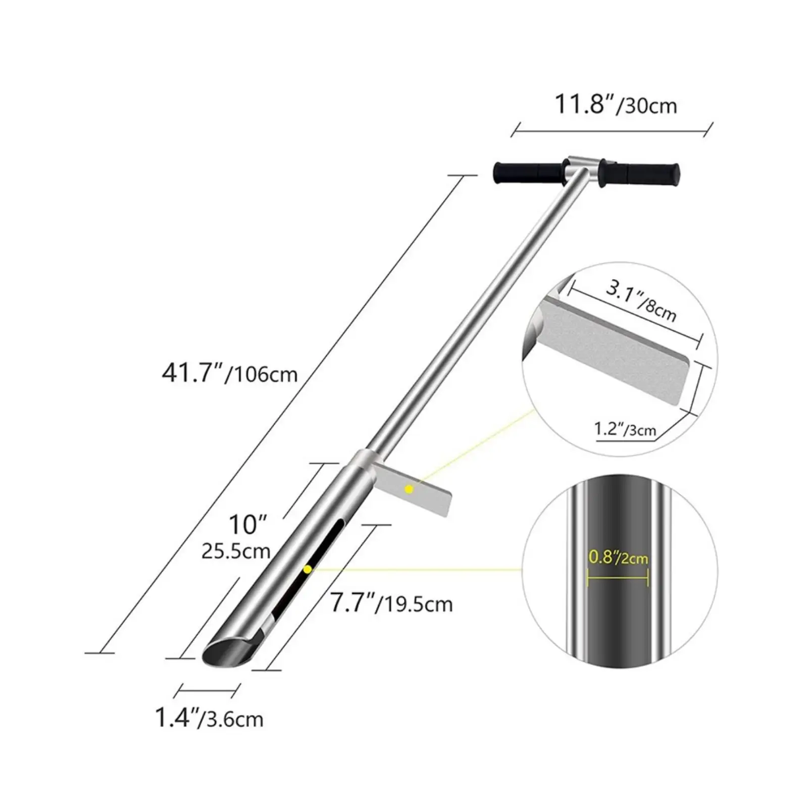 Stainless Steel Soil Sampler Probe with Foot Pedal and Depth Scale for Garden Farm Orchard Use