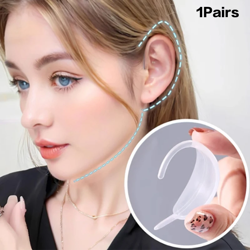 1Pairs Transparent Elf Earhook V-Face Wearable Ear Stand Reusable Strong Support Fixed Invisible Earrings Protruding Prominent