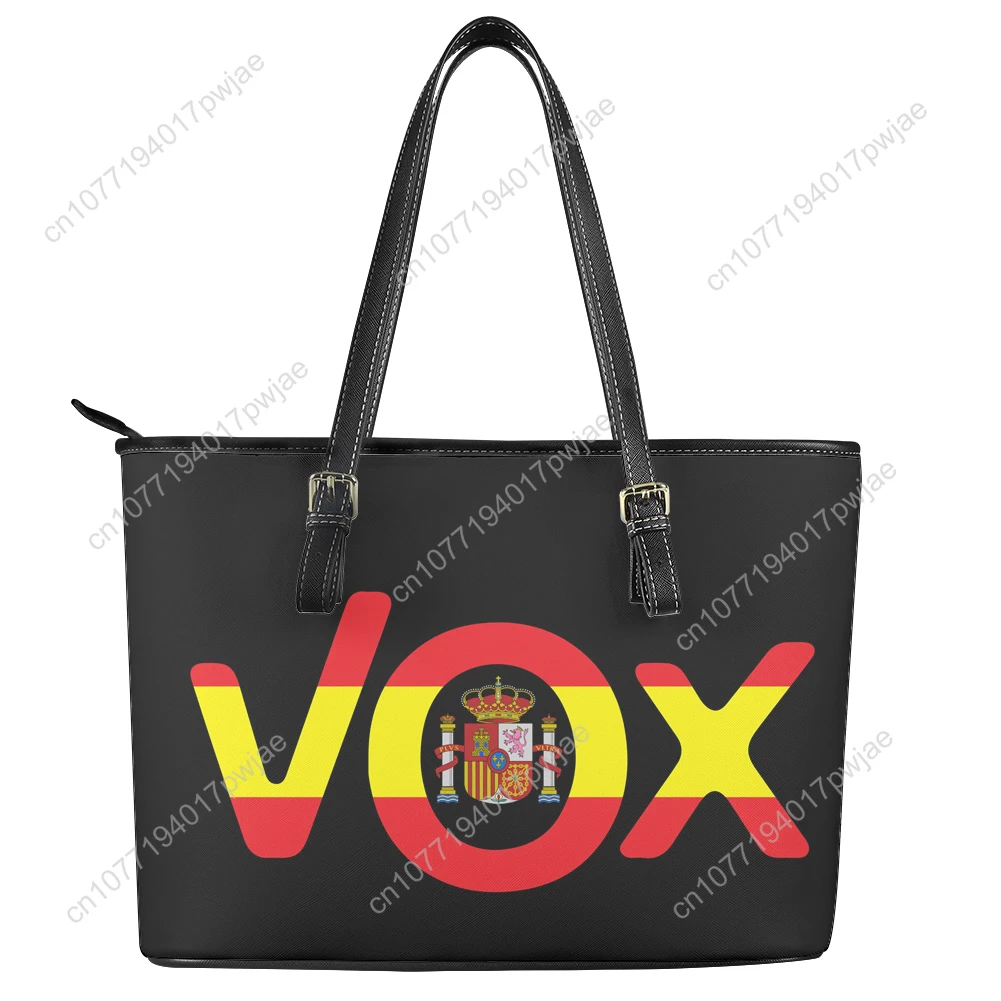 Spanish National Emblem Vox Custom Handbag Womens Mens Personalized Tote Bag Shoulder Bag Business Leather Purse Travel Bag Gift