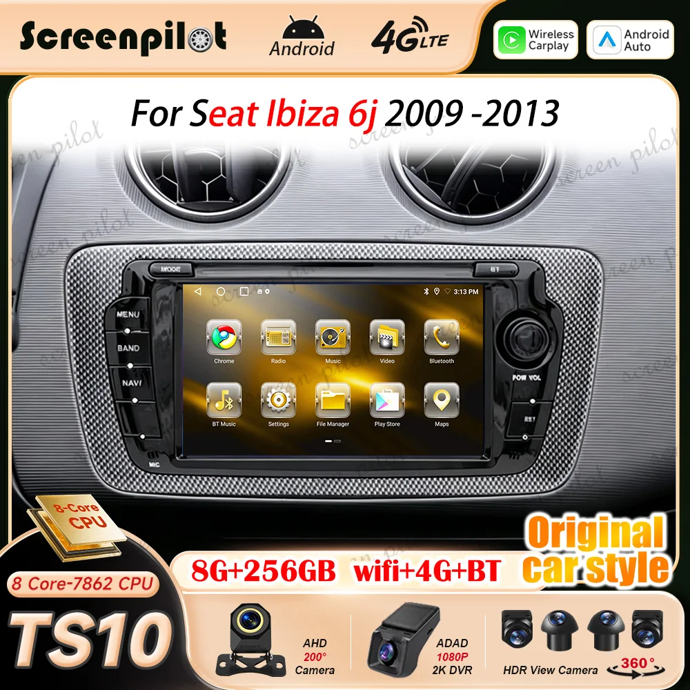 7 Inch Android 16 Car Radio Stereo For Seat Ibiza 6j 2009 2010 2011-2013 Touch Screen Android Auto Carplay Multimidia Player RDS