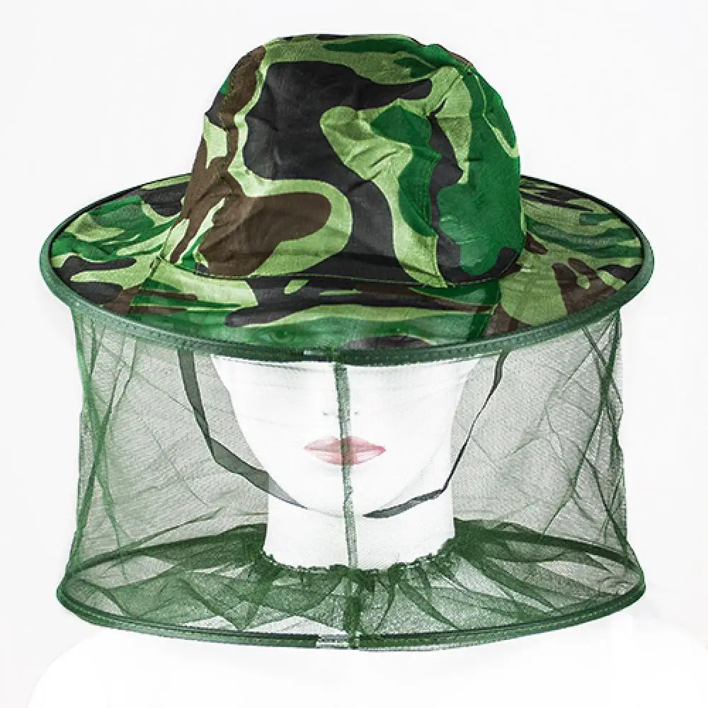 Camouflage Green Bucket Hats Fishing Men Outdoor Mosquito Insect Bee Net Mesh Head Face Cover Hat Fishing Apparel