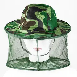 Camouflage Green Bucket Hats Fishing Men Outdoor Mosquito Insect Bee Net Mesh Head Face Cover Hat Fishing Apparel