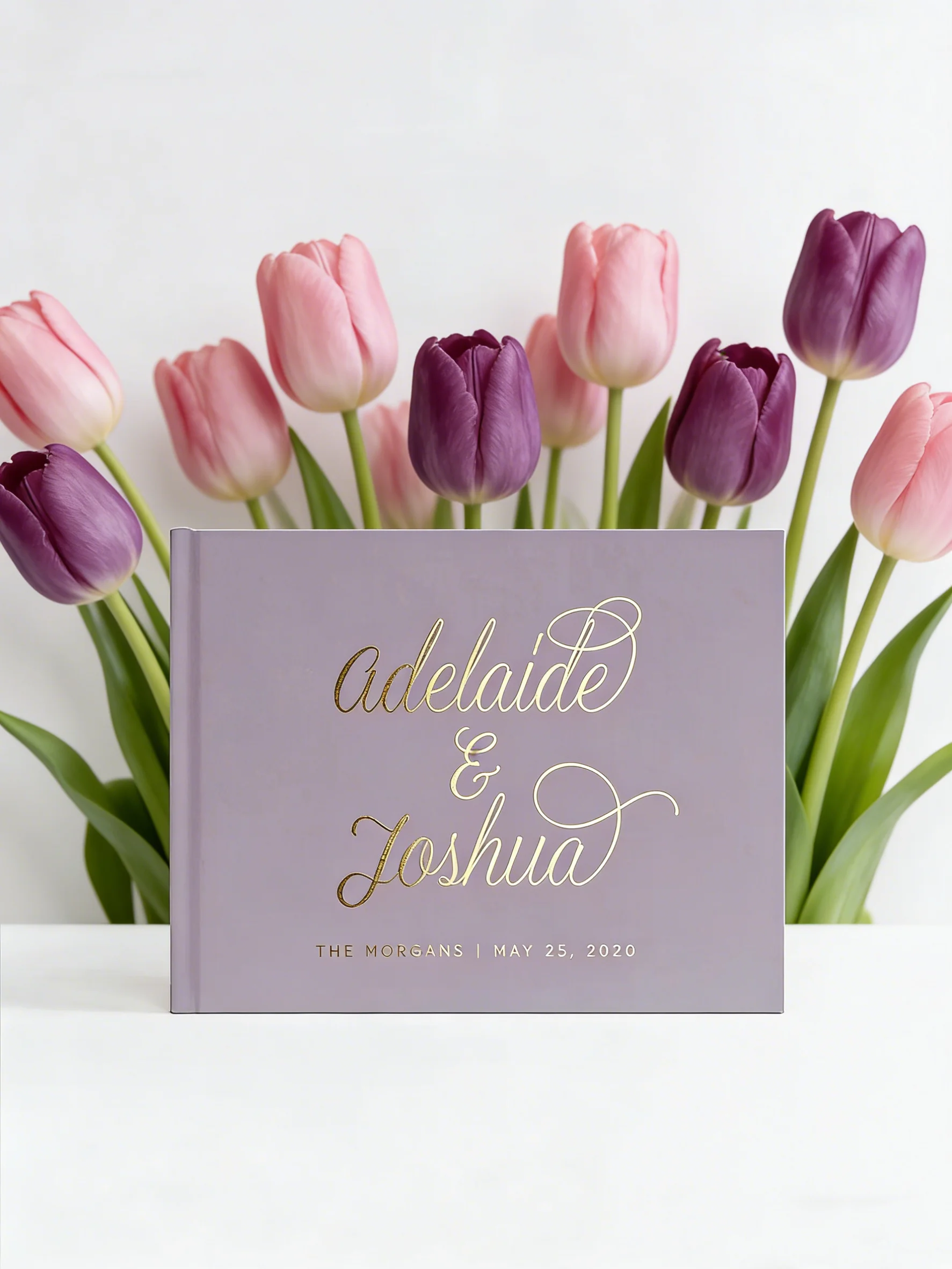 

Фиолетовая свадебная книга для гостей с фольгированием розовым золотом, альбом для подписей в твердом переплете, элегантный фотоальбом-сувенир для свадьбы