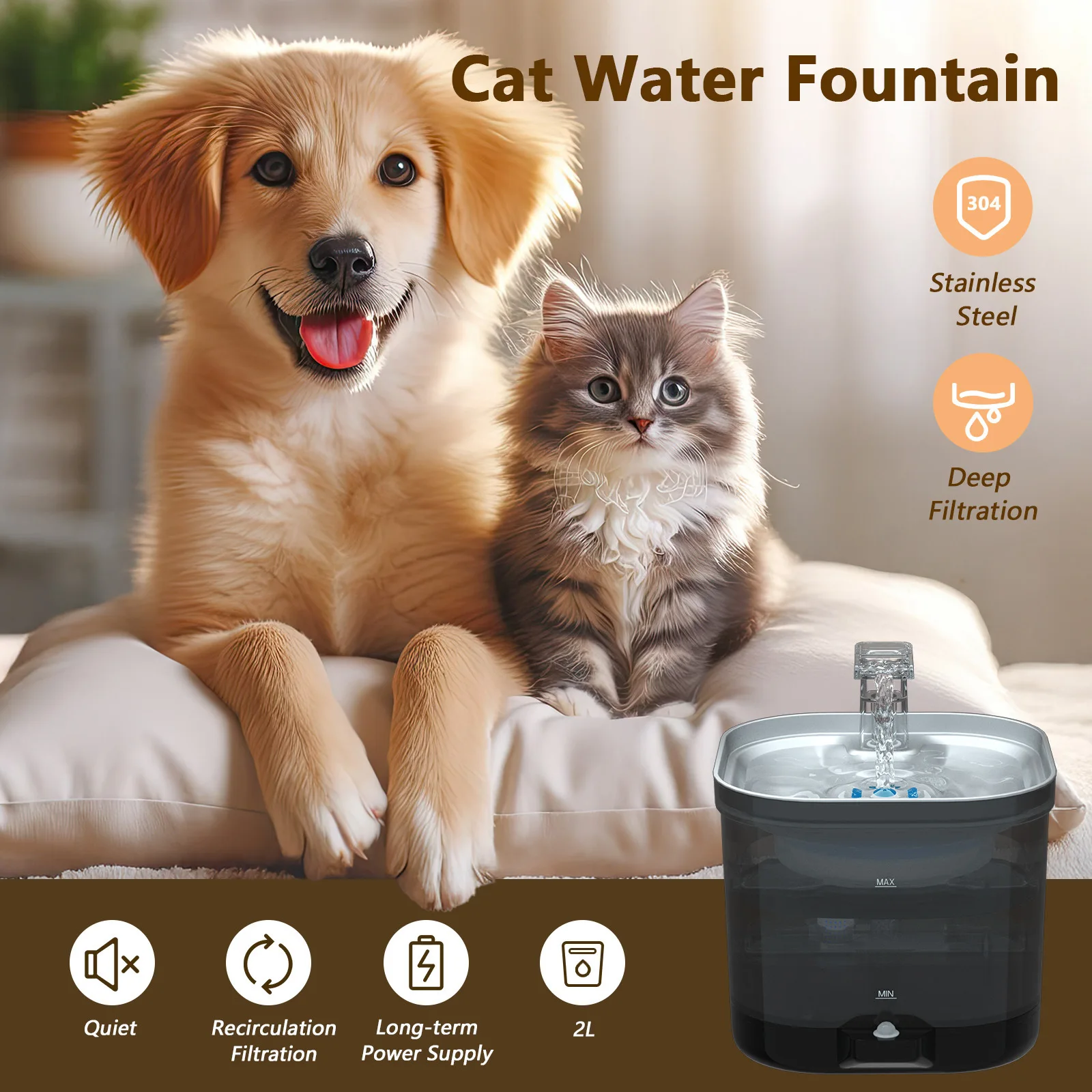 5000mah Wireless Pet Water Dispenser Automatic Circulation Smart Cat Fountain Cat And Dog Water Feeder New Pet Supplies - Image 4