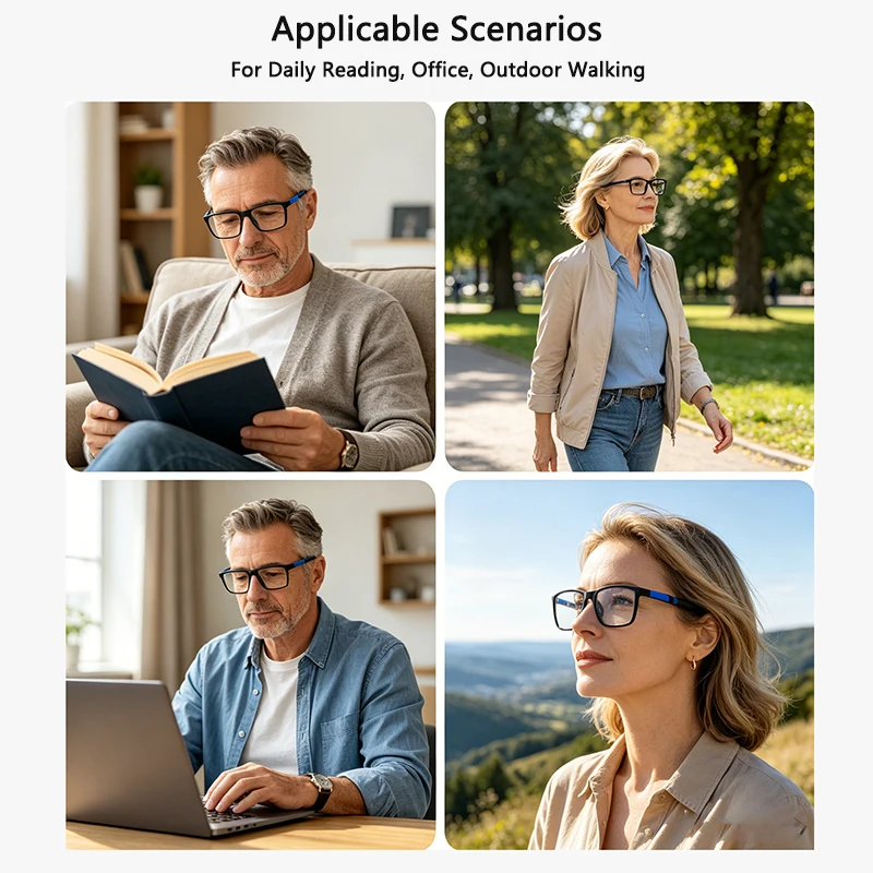3 pcs +1.0 to +4.0 Diopters Reading Glasses for Men Women, HD Anti Blue Light Semi-Rimless Presbyopia Glasses for Reading Book