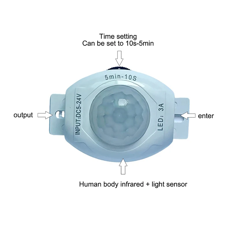 تأخير الوقت قابل للتعديل مستشعر الأشعة تحت الحمراء مفتاح الإضاءة لشريط LED DC12V 24 فولت الأشعة تحت الحمراء التعريفي كاشف LED مفتاح مستشعر الحركة