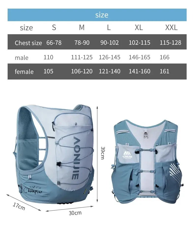 AONIJIE 10L Ransel Rompi Hidrasi Lari Jejak Tas Olahraga Ransel Maraton Bersepeda Mendaki Profesional Ringan C9116