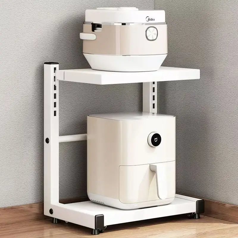 Pull Out Adjustable Kitchen Storage Rack, Multi-Layer Counter Organizer for Rice Cooker Air Fryer Cookware