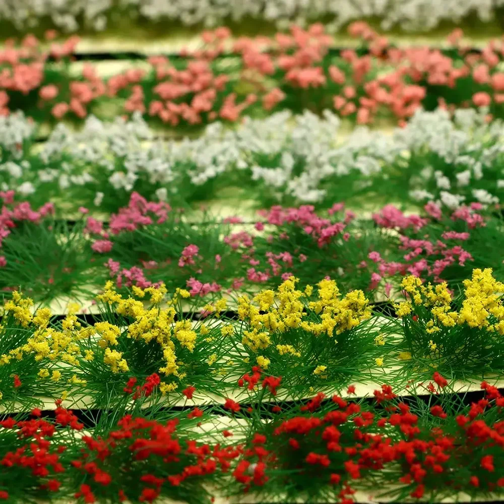 3Sheet Mini Flower Clusters Durable Static Scenery Model Landscape Wargame Grass Tuft Building Layout DIY Miniature Garden Decor