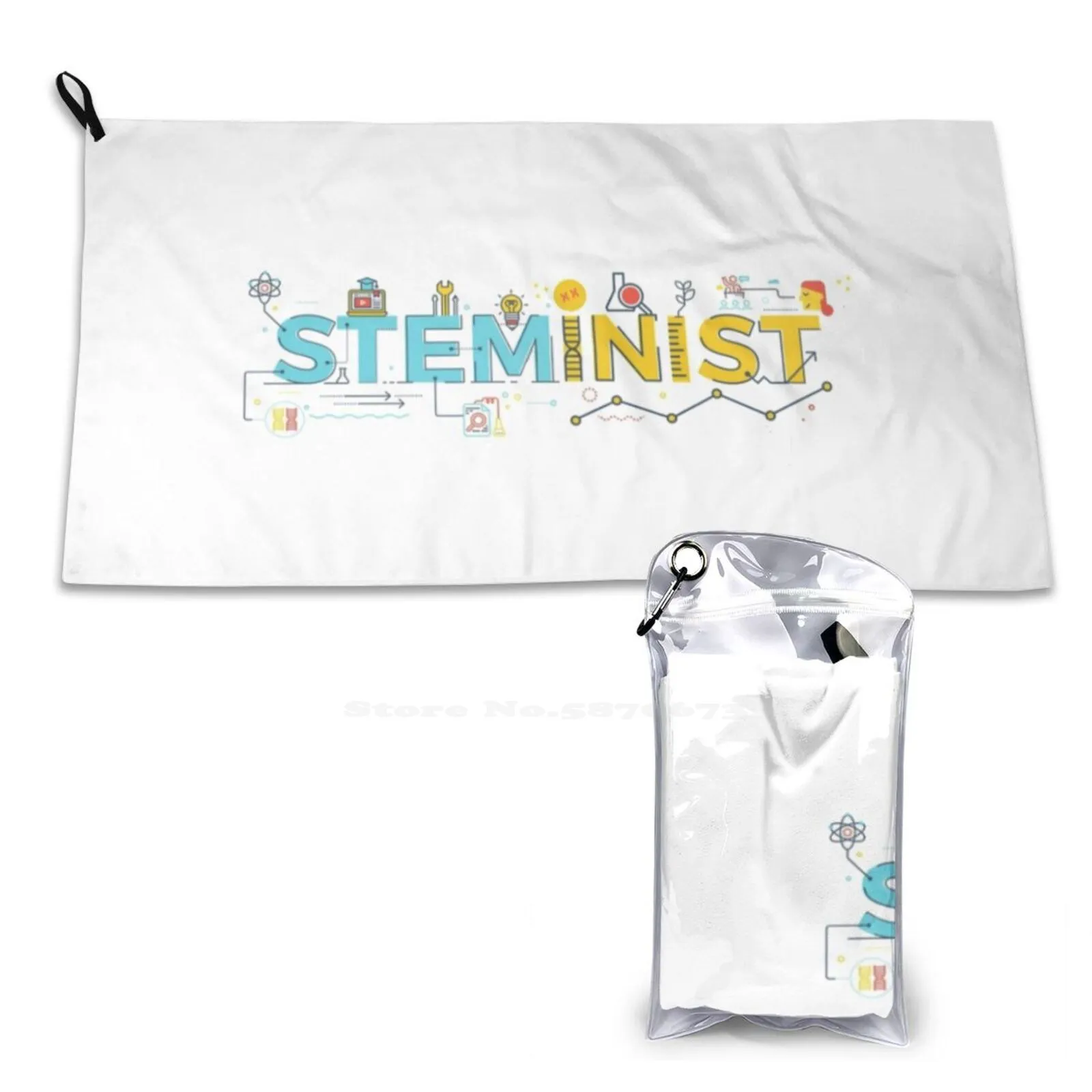 Steminist Soft Towel Quick Dry Beach Towel Steminist Science March Femisinm Feminist Science Nerd Science Geek Engineer Tech