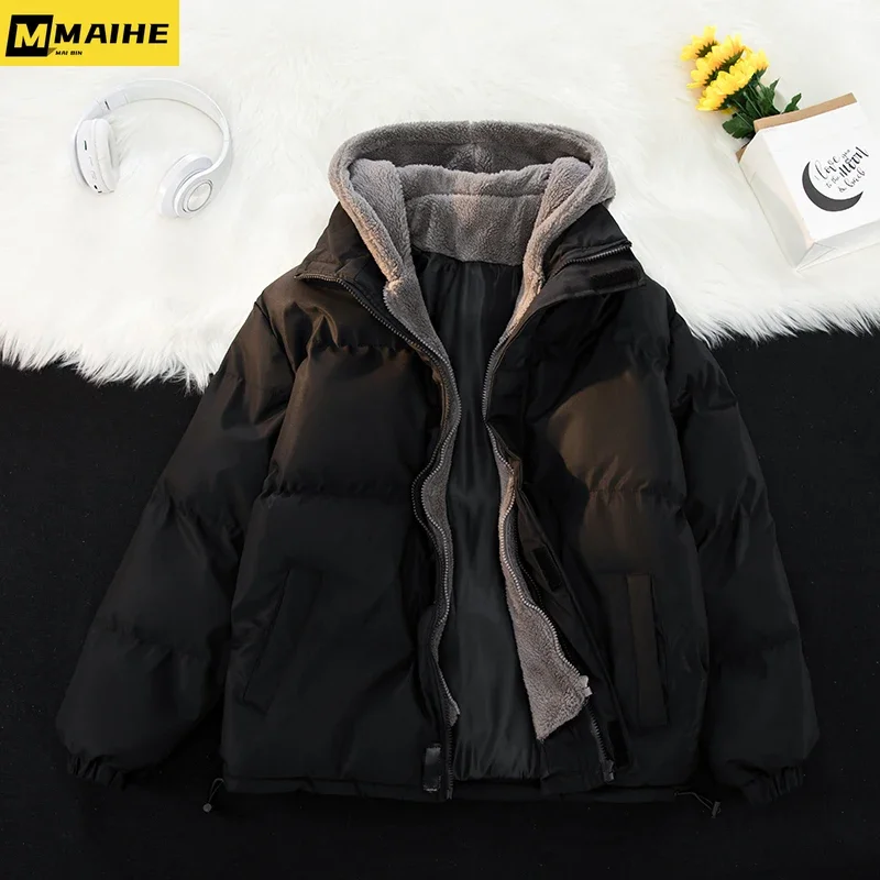 Herfst/Winter 2023 Nieuwe Chaquetas Hombre Fashion Casual Nep Twee Capuchon Parka 'S Jasje Heren Plus-Size Kasjmier Korte Thermische Jas