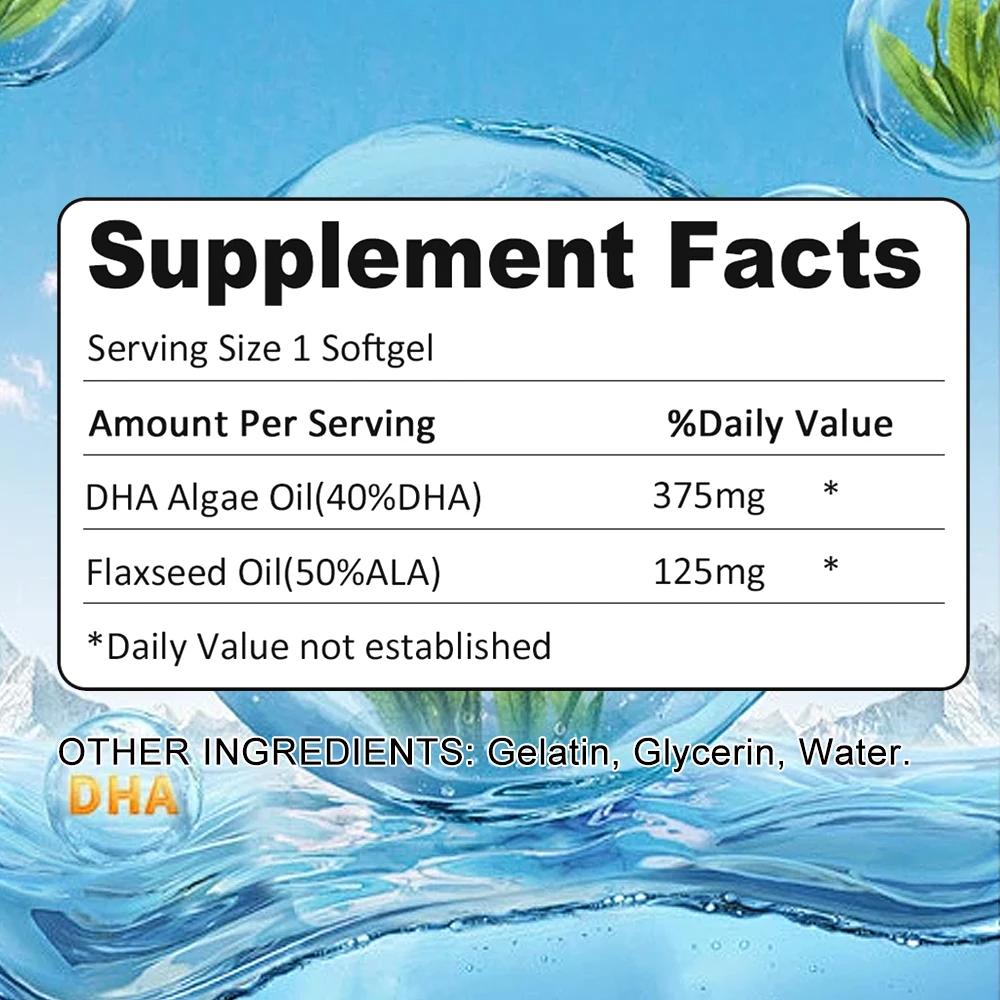 

DHA Natural Supplements - Enhances Memory, Concentration and Cognition, Promotes Brain and Eye Health, Protect Brain Nerves