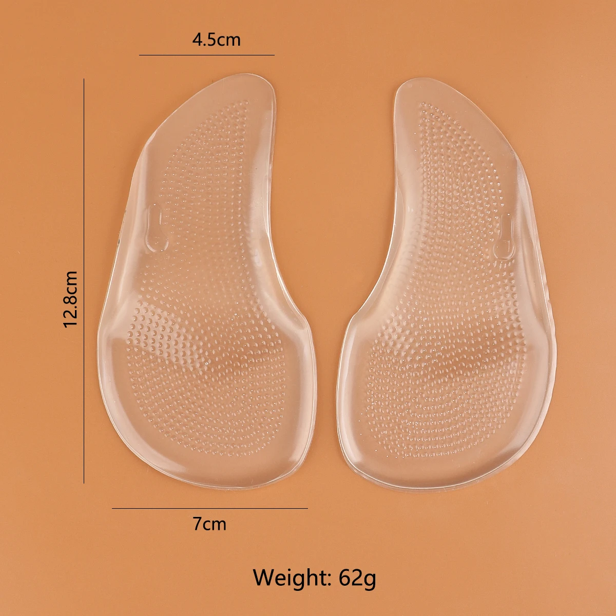 Sport-Schuheinlagen, tragbare Silikon-Orthopädie-Fußsohlen, transparente Fußgewölbestütze, weiche Einlagen für hohe Absätze, Polster. – Detail 1