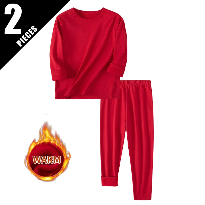 2-Piece Set For Autumn/Winter Children Solid Color Multi-Color Warm Comfortable Moisture Absorbing Suitable For Both Men/Women