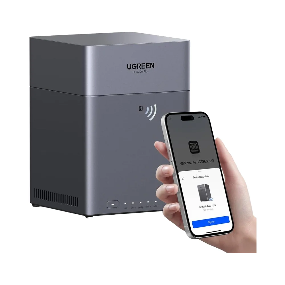 UGREEN NASync DH4300 Plus 4-Bay NAS 120TB (Diskless) Remote Access AI Photo Album Beginner-Friendly 8GB RAM Network Storage