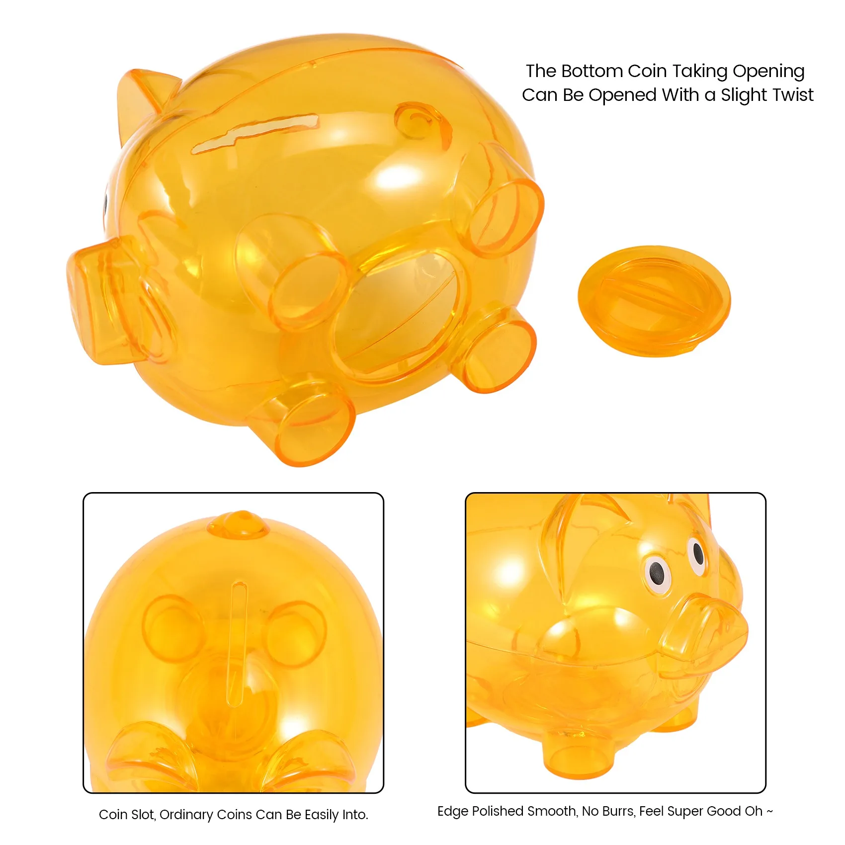 ABQX Cute Plastic Pig Clear Piggy Bank Coin Box Money Cash Saving Case Kids Toy Gift