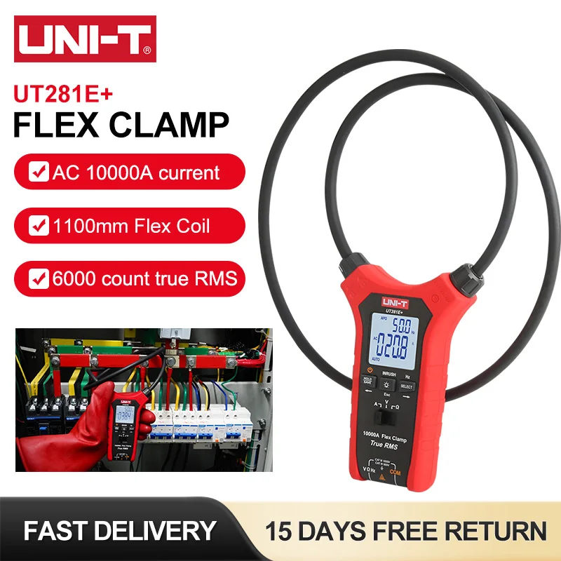 UNI-T UT281E+ Flex Clamp Meter 1000V AC DC Voltage Tester 10000A AC Ammeter Pliers Inrush Current Frequency Resistance Test