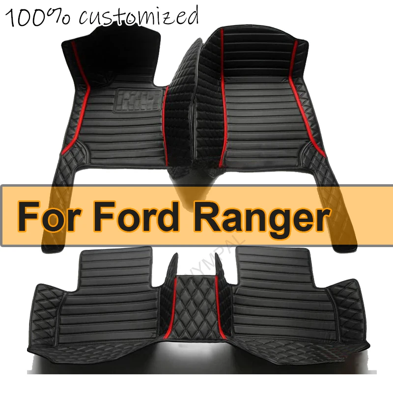 Leather Car Floor mats for Ford Ranger 2020 2019 2018 2017 2016 2015 2014 2013 2012 Carpets Rugs Pads Interior Parts Accessories