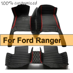 Leather Car Floor mats for Ford Ranger 2020 2019 2018 2017 2016 2015 2014 2013 2012 Carpets Rugs Pads Interior Parts Accessories