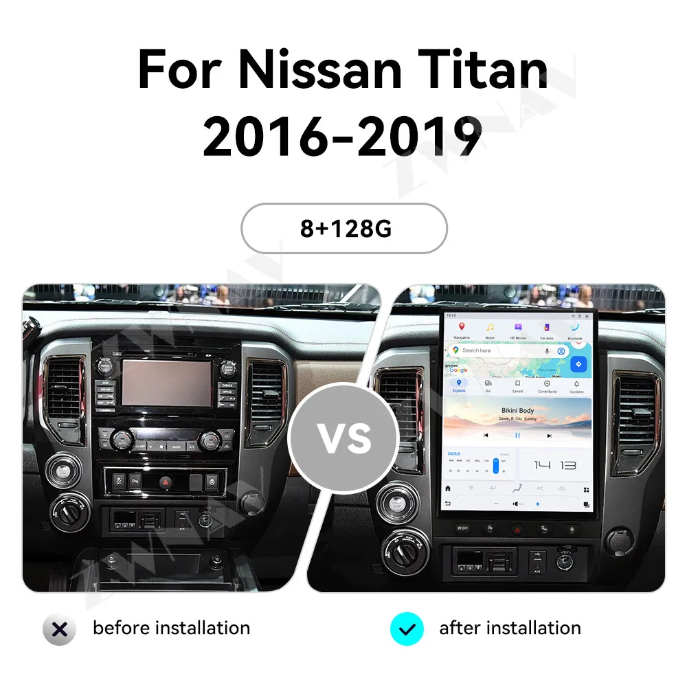 안드로이드 13 카플레이 15.6인치 터치스크린 닛산 타이탄 2016-2019용 GPS 내비게이션 오디오 스테레오 라디오 수신기 헤드 유닛 자동차