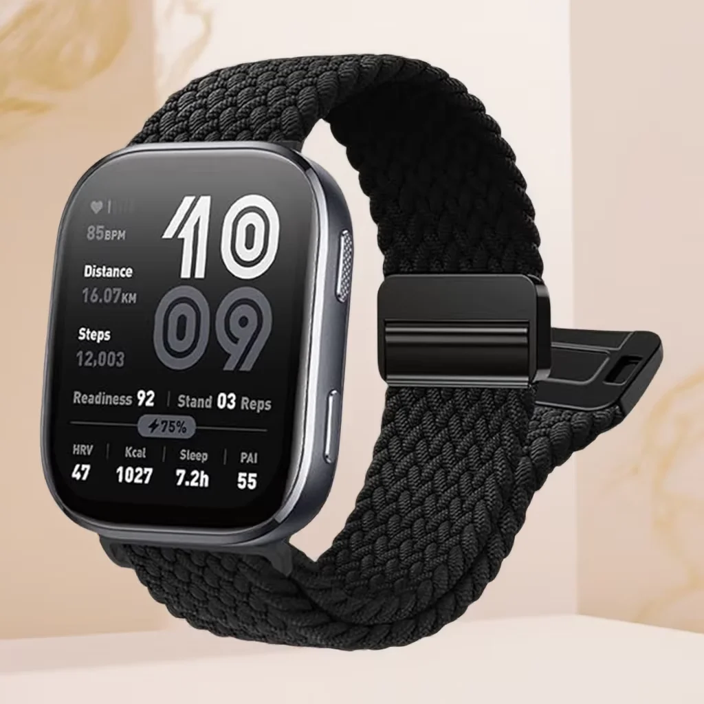 Pulseira Magnética Trançada Elástica para Fitbit Versa 4 3 Sense 2 1, Correia de Substituição para Fitbit Versa 2