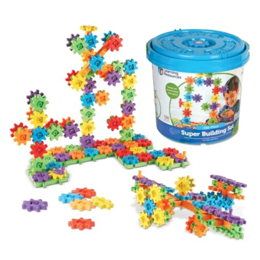 

Learning Resources Gears Gears Gears Super Building Toy Set STEM Toys Construction Toys with 150 Pieces Blue for Ages 3+
